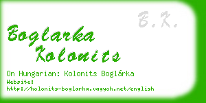 boglarka kolonits business card